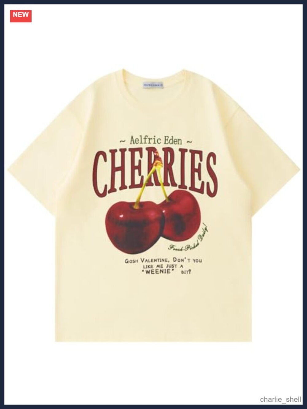 Oversized Graphic Tee Cherry Print Casual Short Sleeve Cotton T-Shirt